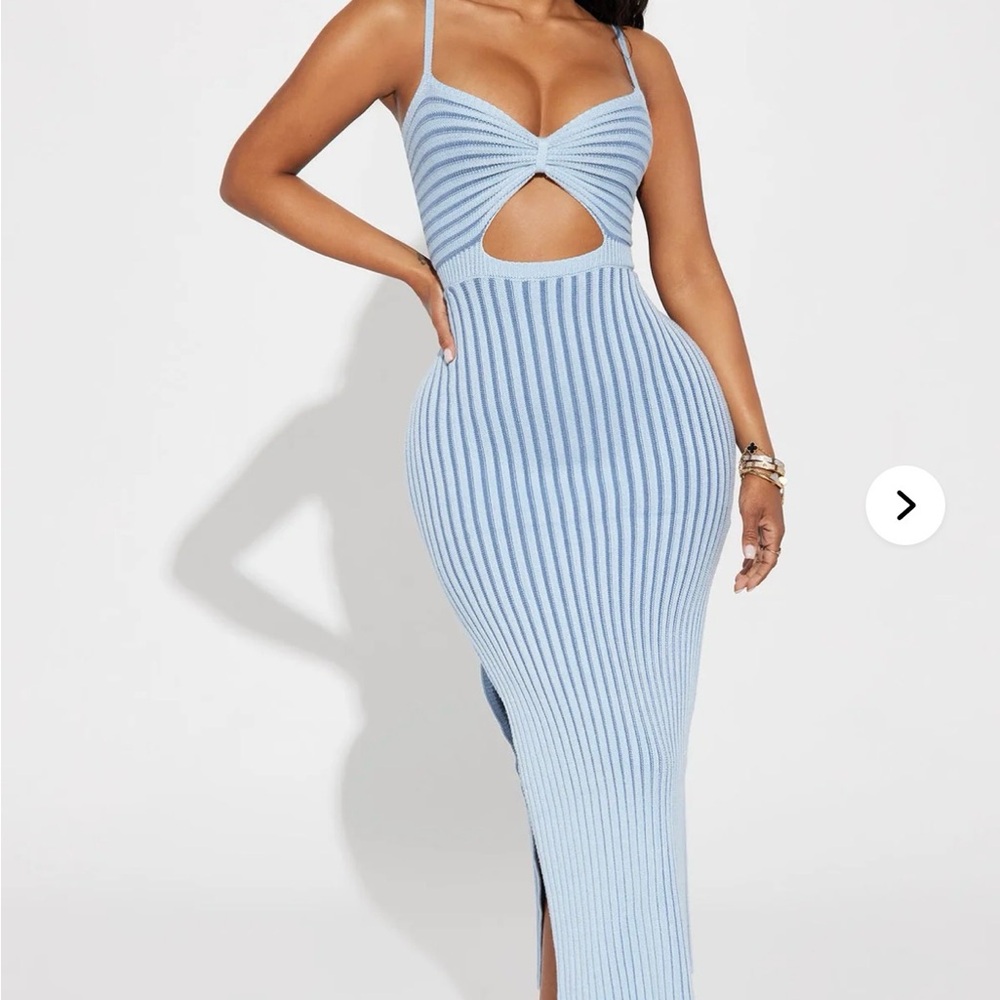 Fashion Nova Light Blue Cutout Maxi Dress